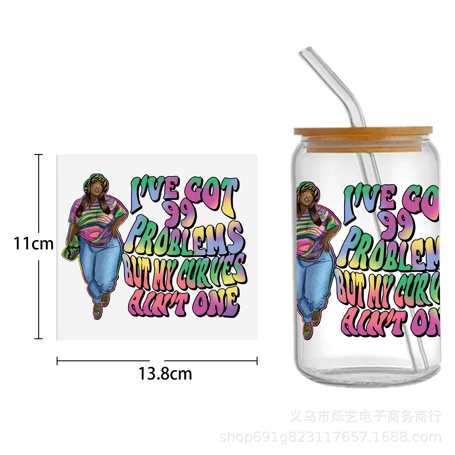Wholesale Black Girl Series UV DTF Transfer Crystal Cup Sticker